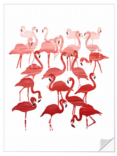 Selvklebende plakat Flamingo Family