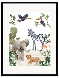 Impression artistique encadrée Jungle Babies