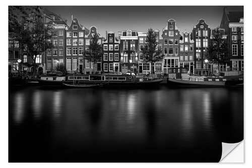 Vinilo para la pared Amsterdam canal in black and white