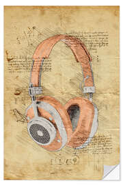 Selvklebende plakat Headphones