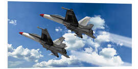 Foam board print Two military jet, military aircraft side by side in the sky