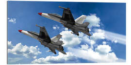 Gallery print Two military jet, military aircraft side by side in the sky