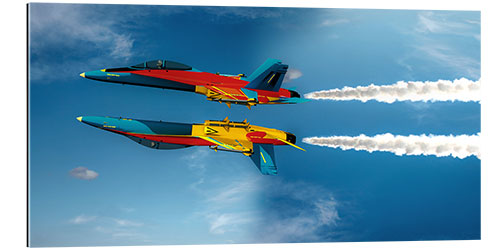 Gallery print Two aerobatic planes in the sky with contrails