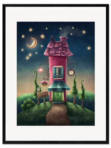 Framed art print Magic book house