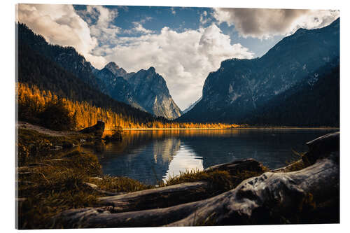 Acrylic print Sunset on Lake Dobbiaco