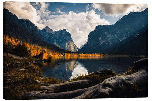 Canvas print Sunset on Lake Dobbiaco