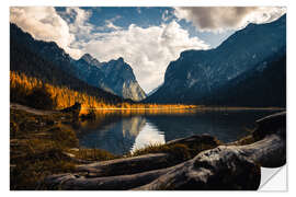 Selvklebende plakat Sunset on Lake Dobbiaco