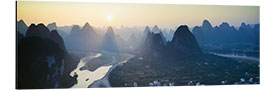 Aluminium print Sunset over the peaks, China