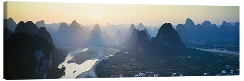 Canvas print Sunset over the peaks, China