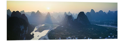 Foam board print Sunset over the peaks, China