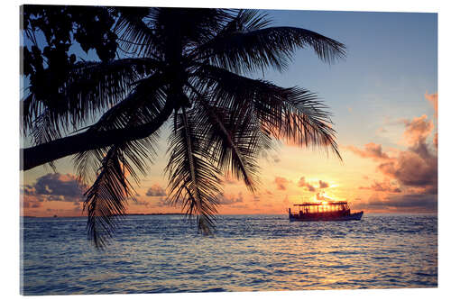 Acrylic print Sunset in the Maldives