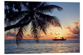 Quadro em PVC Sunset in the Maldives