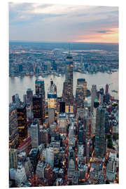 Foam board print Sunset over Manhattan, New York