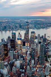 Magnettafel Sonnenuntergang über Manhattan, New York