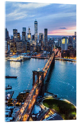 Tableau en verre acrylique Brooklyn bridge and skyline, New York