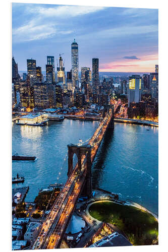 Foam board print Brooklyn bridge and skyline, New York