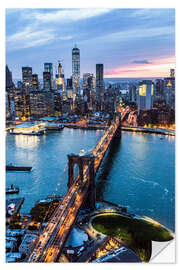 Sticker mural Brooklyn bridge and skyline, New York