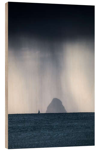 Trätavla Sailboat in the storm