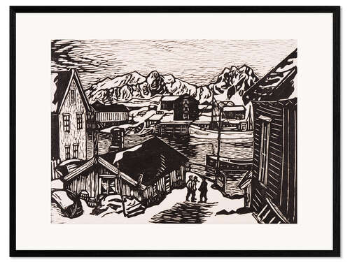 Gerahmter Kunstdruck Insel Lille Molla im Hintergrund, Svolvær