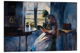 Aluminium print Woman reading by a window