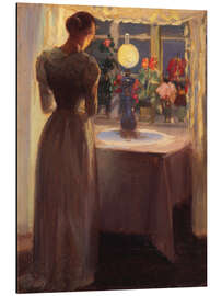 Magnettafel Junges Mädchen vor einer brennenden Lampe