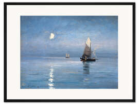 Gerahmter Kunstdruck Fischkutter in der Mondnacht