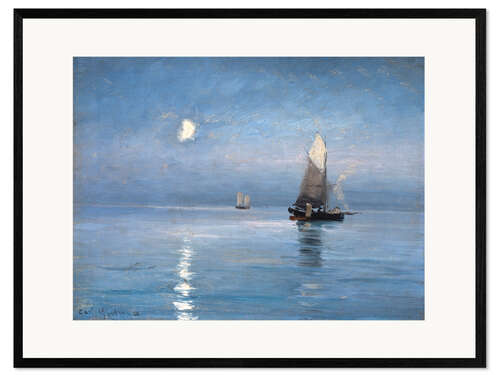 Framed art print Fishing cutters in the moonlit night