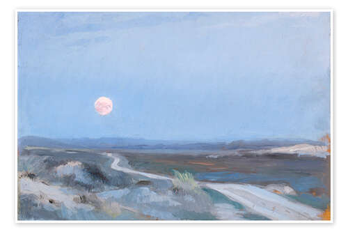 Poster Landscape from Stenbjerg with Moon