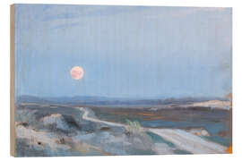 Stampa su legno Landscape from Stenbjerg with Moon