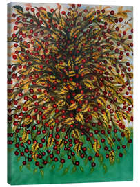 Quadro em tela Cherries and yellow leaves