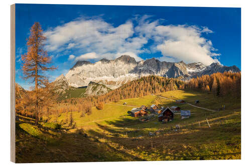 Holzbild Neustattalm im Dachstein im Herbst