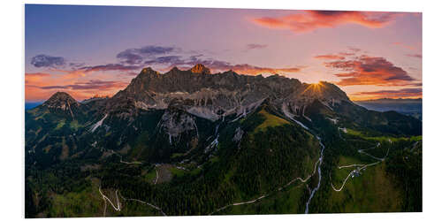 Foam board print Dachstein at sunrise in the Alps