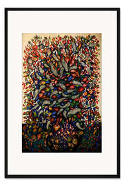 Gerahmter Kunstdruck Blumen und Früchte, um 1920