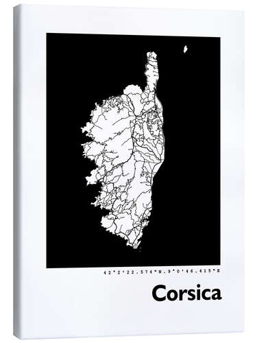 Lerretsbilde Map of Corsica