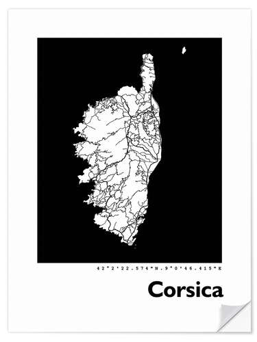 Wall sticker Map of Corsica