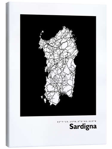 Canvas print Map of Sardinia