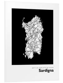 Foam board print Map of Sardinia