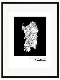 Gerahmter Kunstdruck Karte von Sardinien