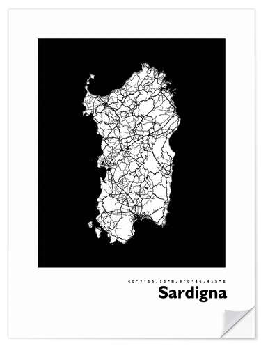 Naklejka na ścianę Map of Sardinia