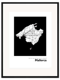 Gerahmter Kunstdruck Karte von Mallorca