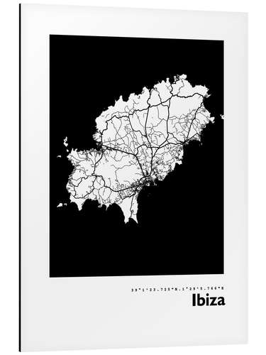 Print på aluminium Map of Ibiza