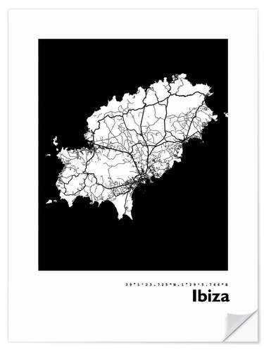 Wall sticker Map of Ibiza