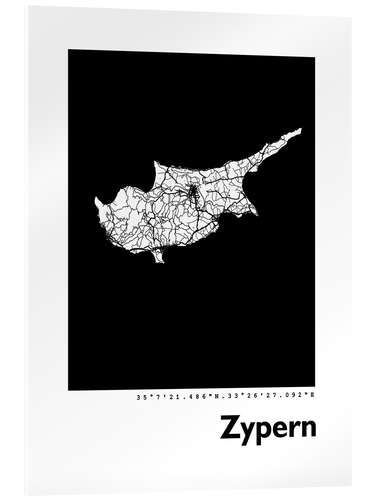 Acrylic print Map of Cyprus