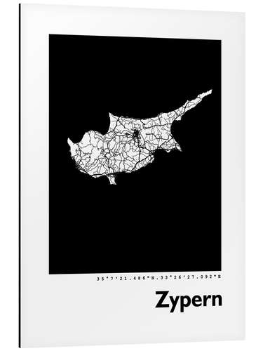 Tableau en aluminium Map of Cyprus