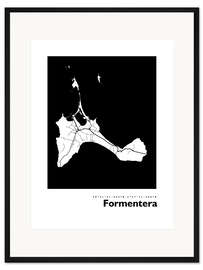 Gerahmter Kunstdruck Karte von Formentera