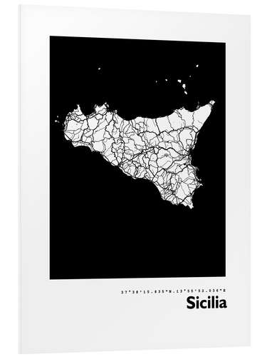 Bilde på skumplate Sicily map Italy