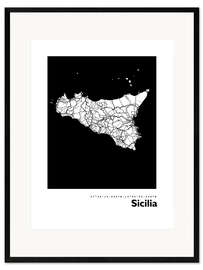 Impressão artística com moldura Sicily map Italy