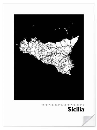 Wall sticker Sicily map Italy