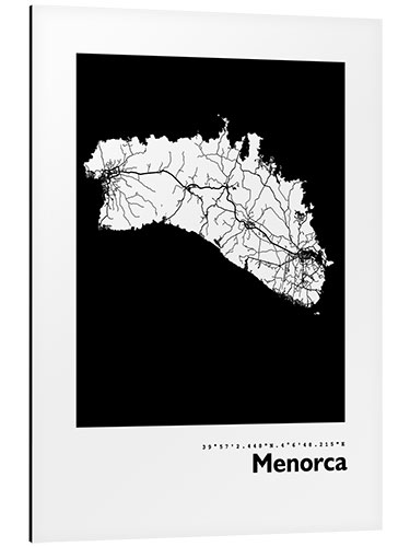 Tableau en aluminium Map of Menorca