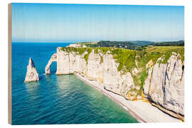 Holzbild Klippen und Strand von Etretat